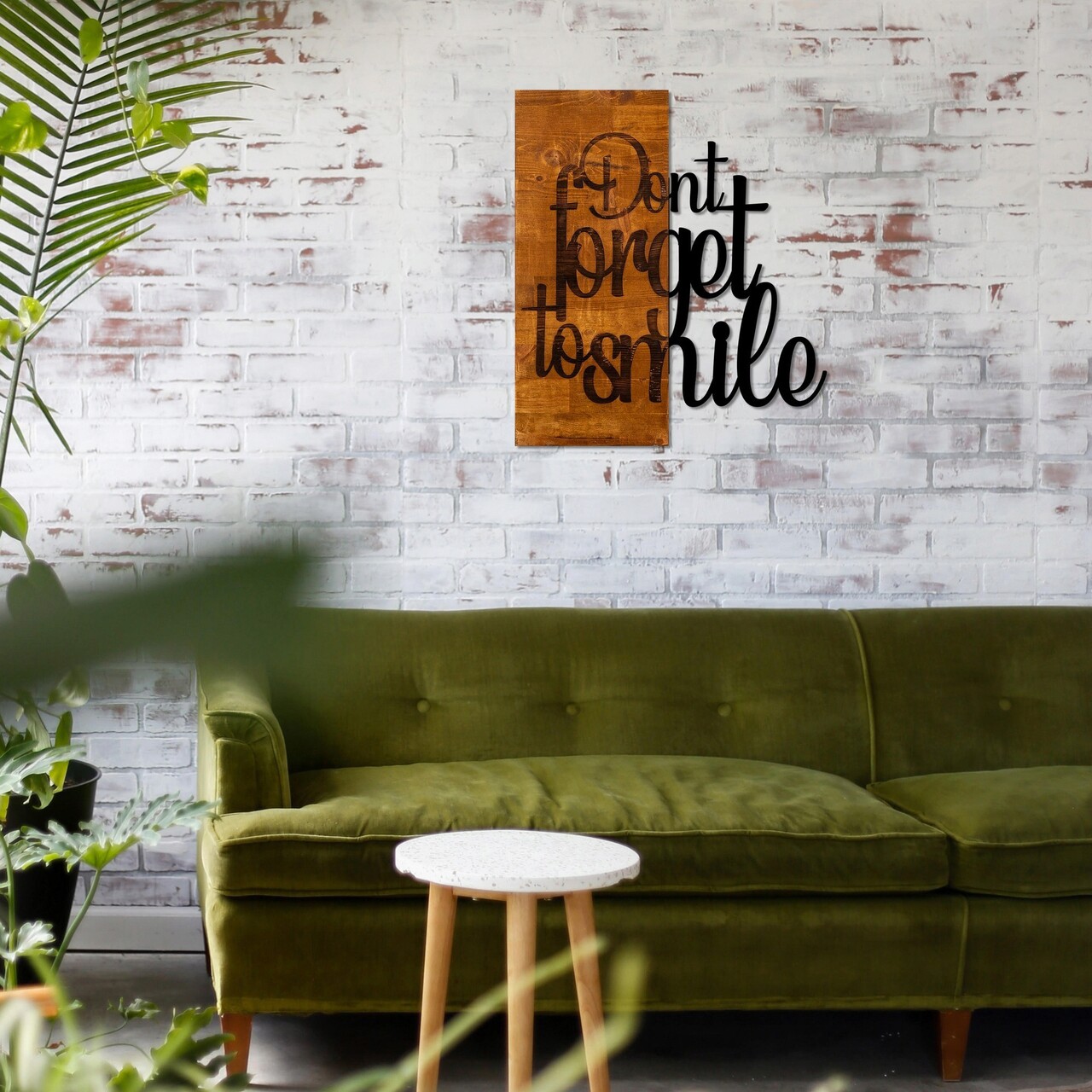 Decoratiune de perete, Dont Forget To Smile, Dimensiune: 47 x 58 cm, Nuc / Negru - imagine 6